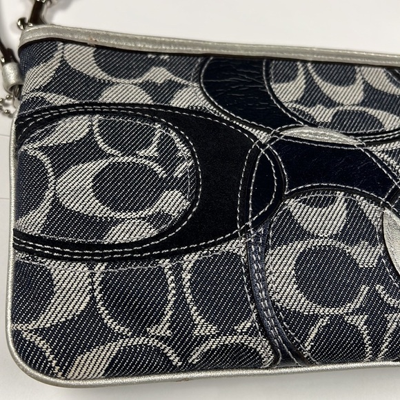 Coach Denim Canvas Large Zip Pouch Clutch Wristlet - Picture 3 of 7